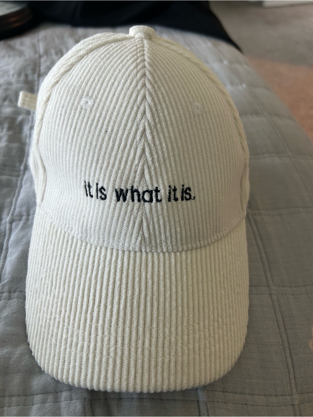 Avianna Jordyn Cream Baseball Cap with 'It Is What It Is' Embroidery
